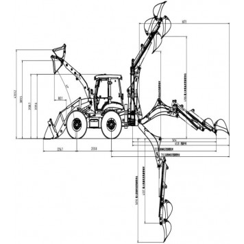 Экскаватор-погрузчик SHANMON 388Т, усиленные мосты и КПП Carraro (Италия), разновеликие колеса-3