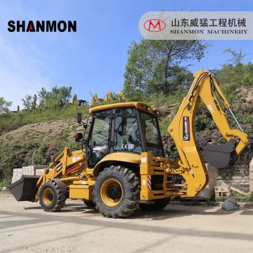 Экскаватор-погрузчик SHANMON 388Т, усиленные мосты и КПП Carraro (Италия), разновеликие колеса-2