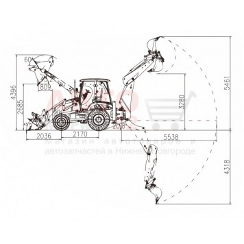 Экскаватор-погрузчик Lonking CDM83C, разновеликие колеса, мосты и КПП Carraro-3