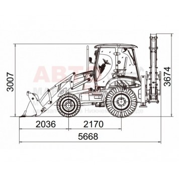 Экскаватор-погрузчик Lonking CDM83C, разновеликие колеса, мосты и КПП Carraro-1