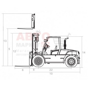 Вилочный погрузчик дизельный 10 тонн GOODSENSE FD100-1