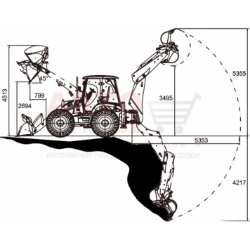Экскаватор-погрузчик Lonking CDM84C, равновеликие колеса, мосты и КПП Carraro-5