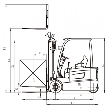 Трехопорный электрический вилочный погрузчик 1.8 тонны UN Forklift FBT18-AZ1-3