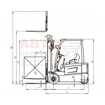Трехопорный электрический вилочный погрузчик 2 тонны UN Forklift FBT20-AZ1-3