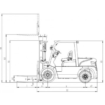 Электрический вилочный погрузчик 5 тонн UN Forklift FB50-XYNLZ7-2