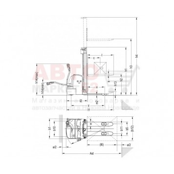 Штабелер самоходный 1,5 т 3,0 м TOR CDJ1530-WSL Li-ion, сопровождаемый, 1039800-1